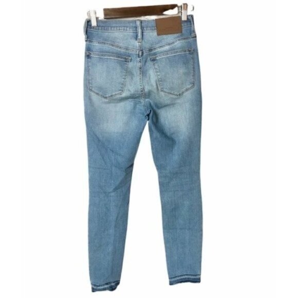 J. Crew Mercantile High Rise Raw Hem Light Wash Skinny Jeans 25 - Picture 3 of 8